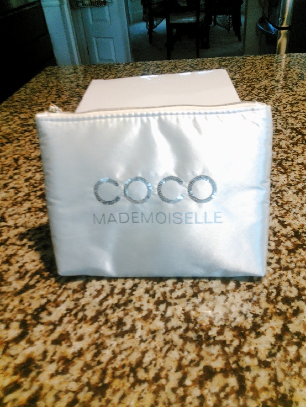 COCO MADEMOISELLE Satin Cosmetic Pouch - Silver Logo